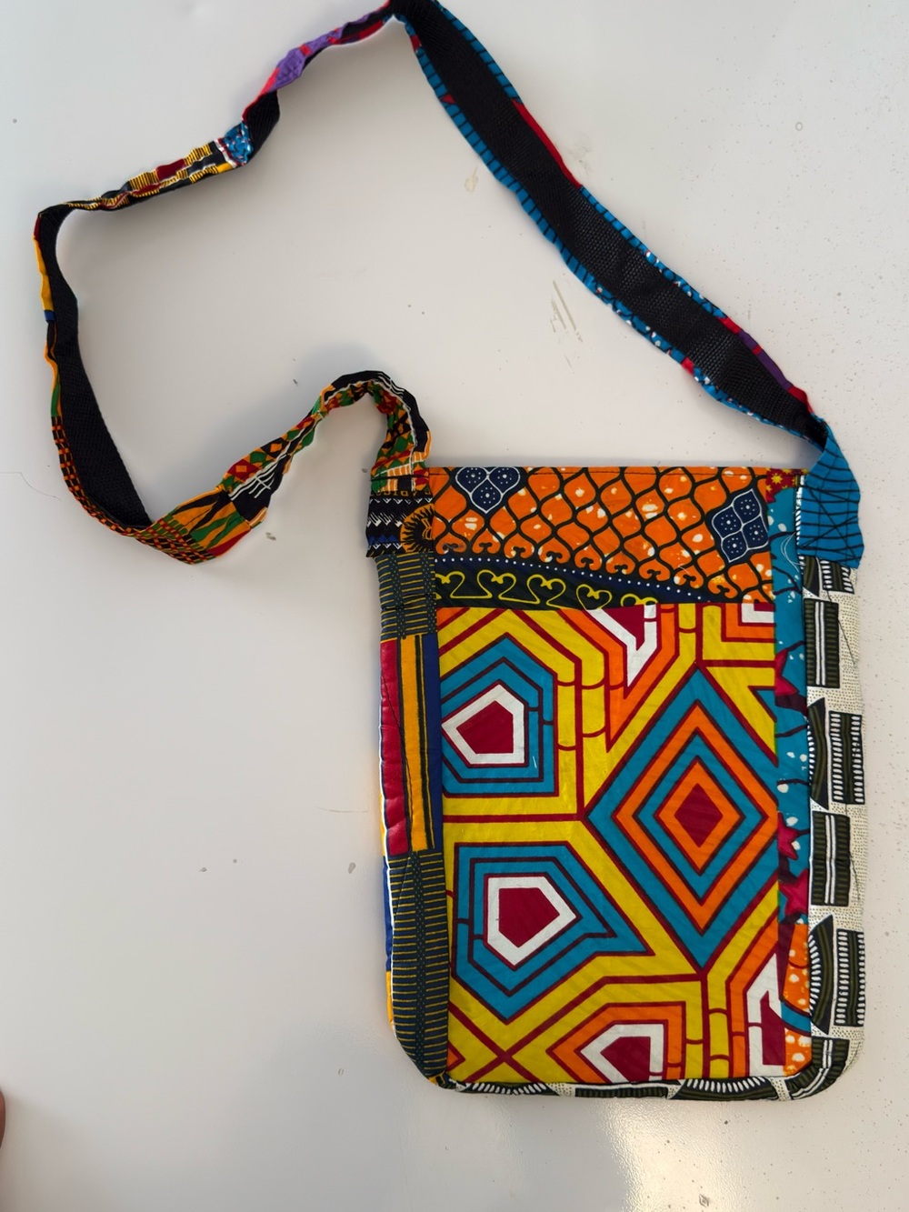 Multicolor Geometric Crossbody Bag - Vibrant African Print
